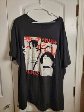 Ripple Junction Naruto Shippuden Naruto Sasuke Graphic T-Shirt 3X Black Anime